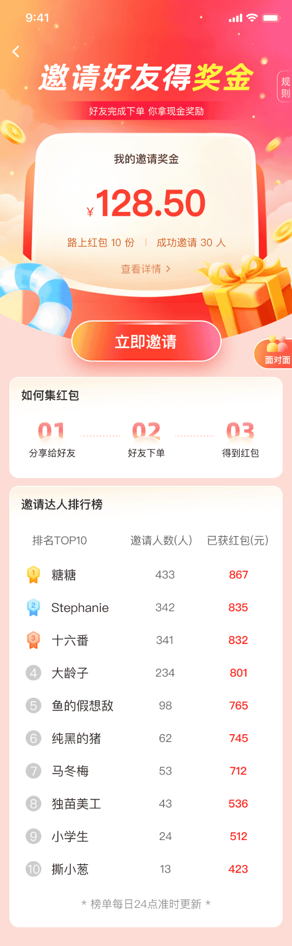 重做邀请有礼UI界面