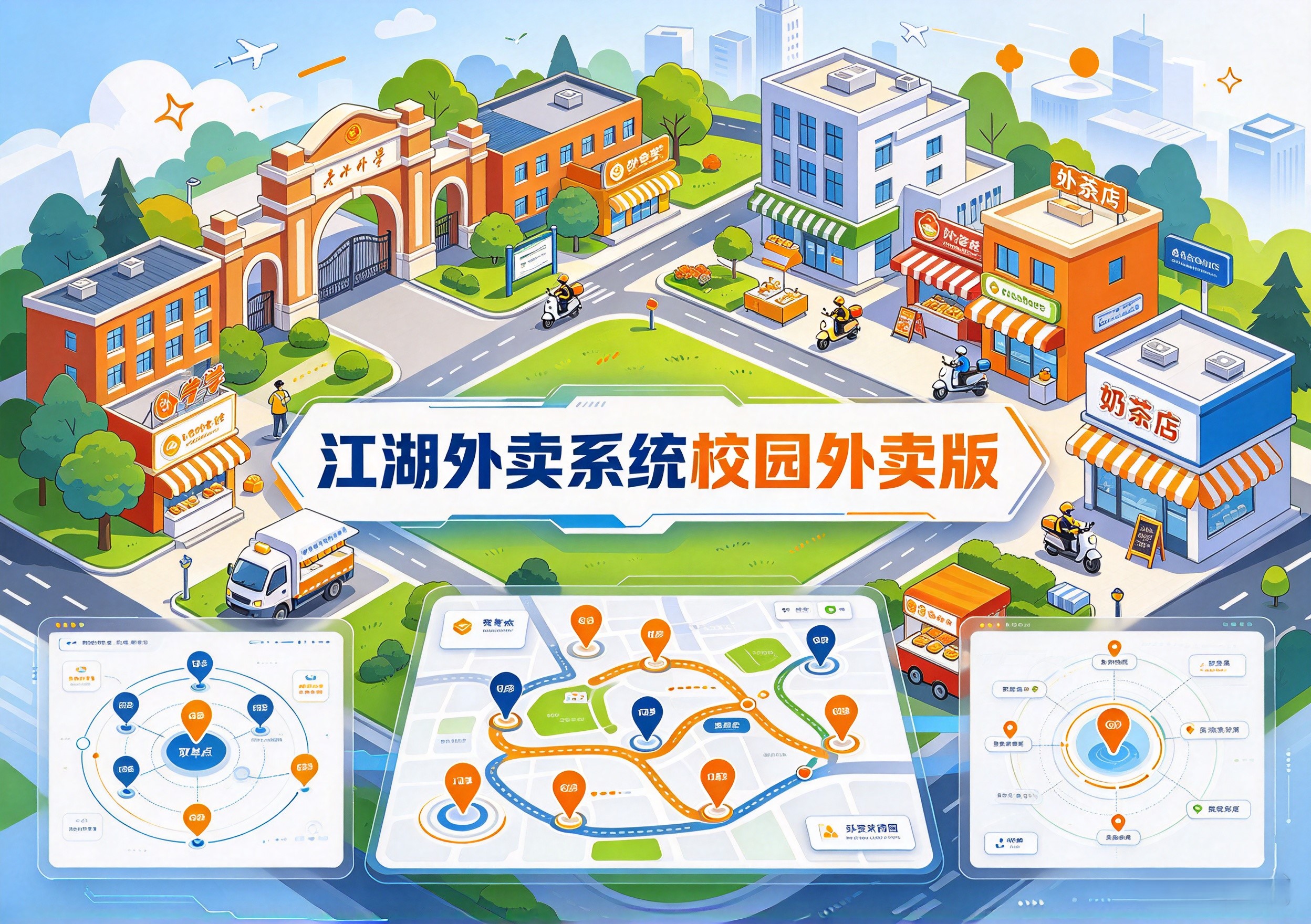 江湖外卖系统校园外卖版:多校区站点、电子围栏与专属配送方案
