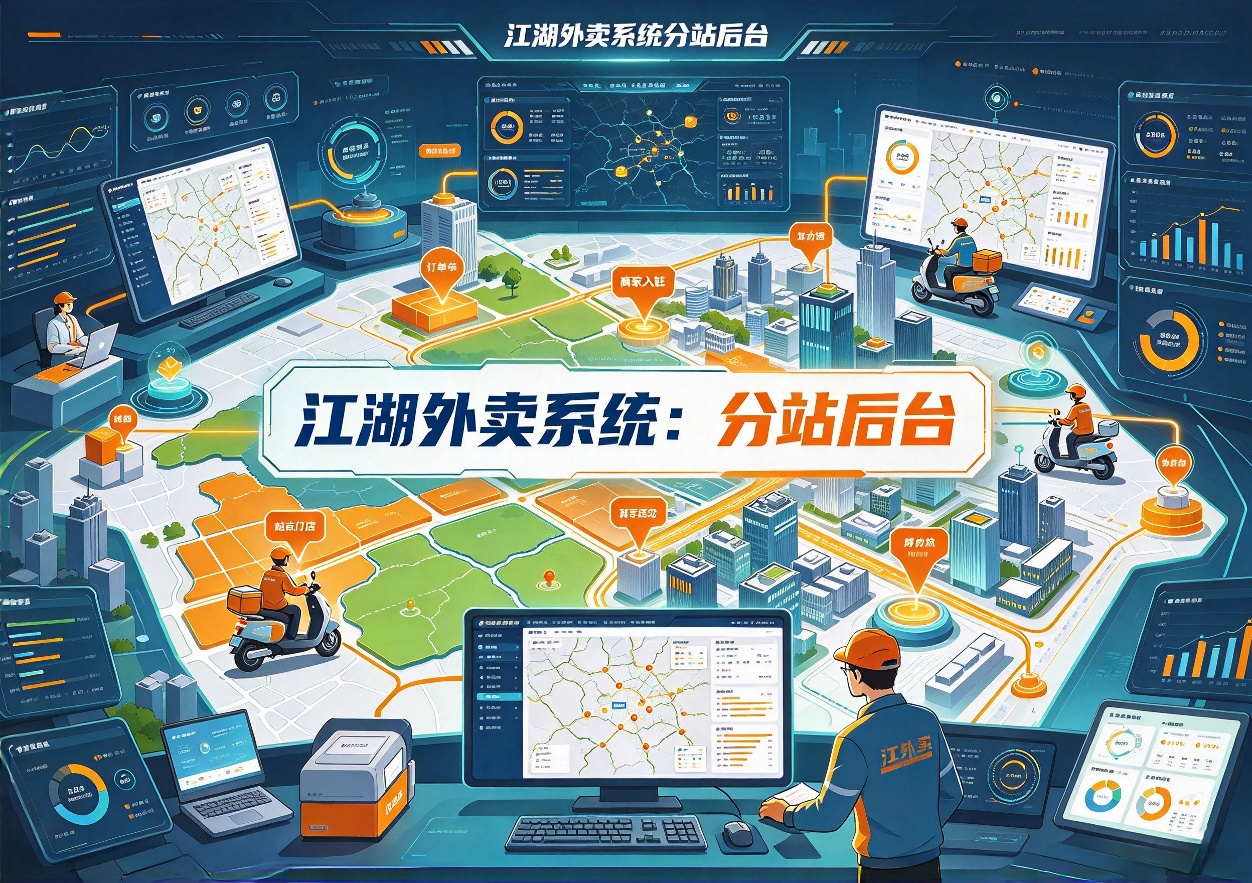 江湖外卖系统分站后台：总后台分配权限与本站数据范围