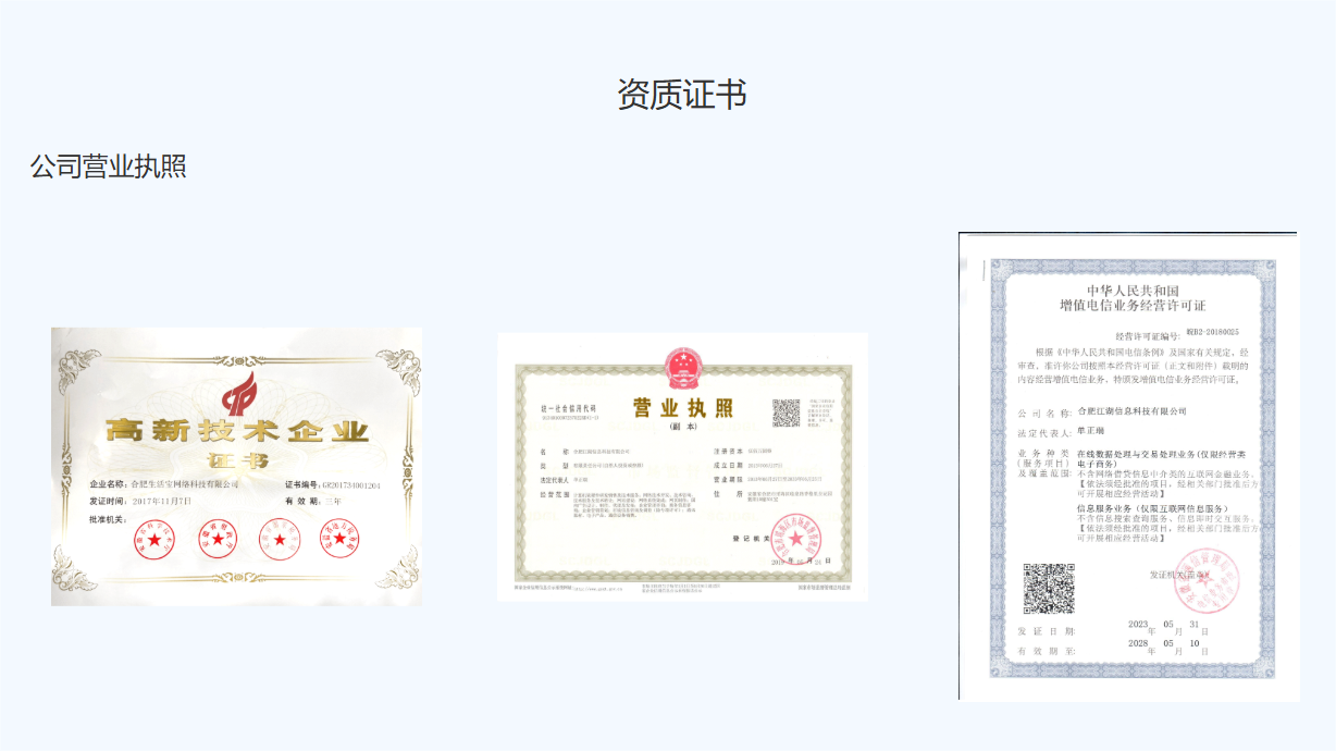 合肥江湖科技资质证书