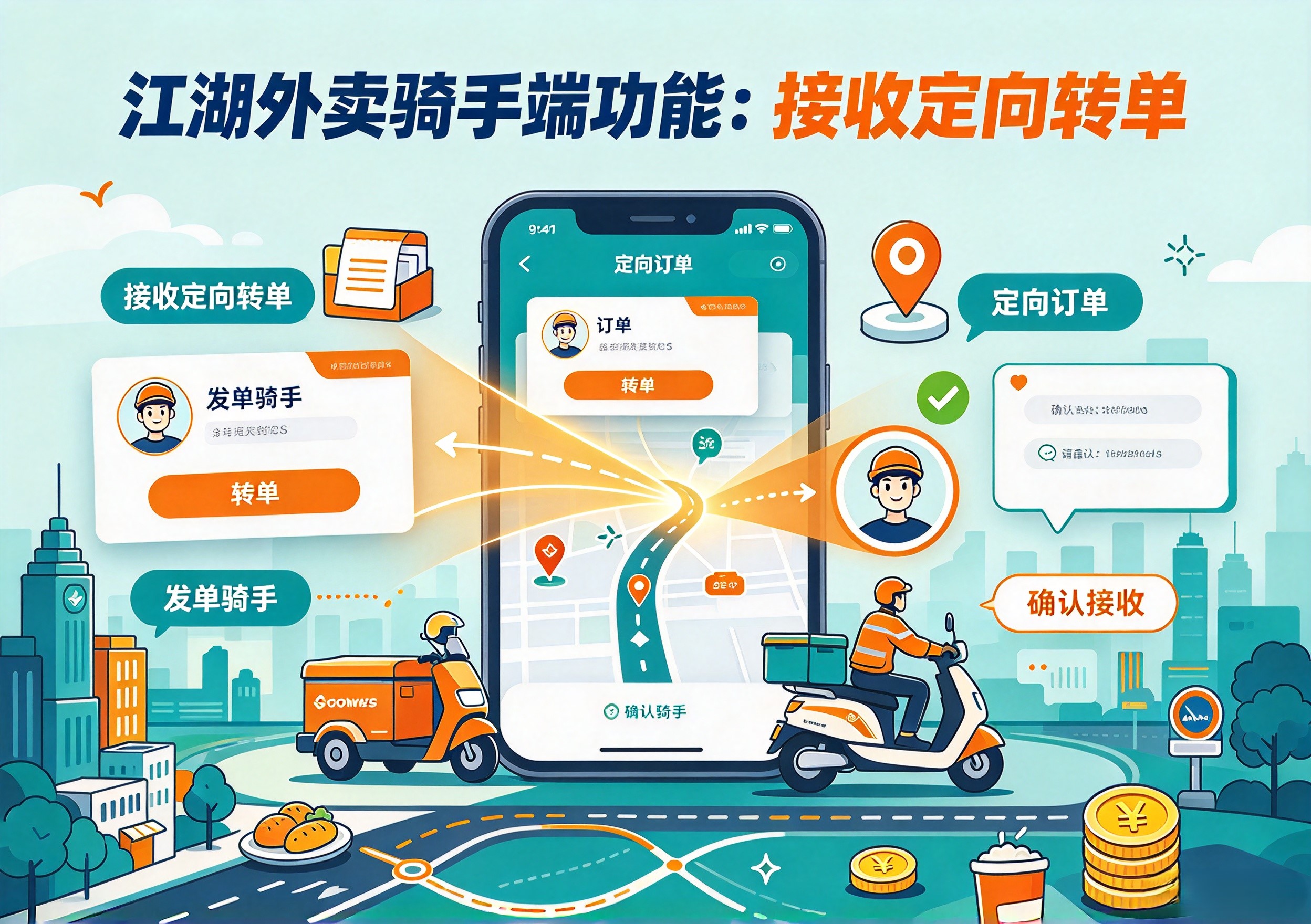 江湖外卖系统接收定向转单功能