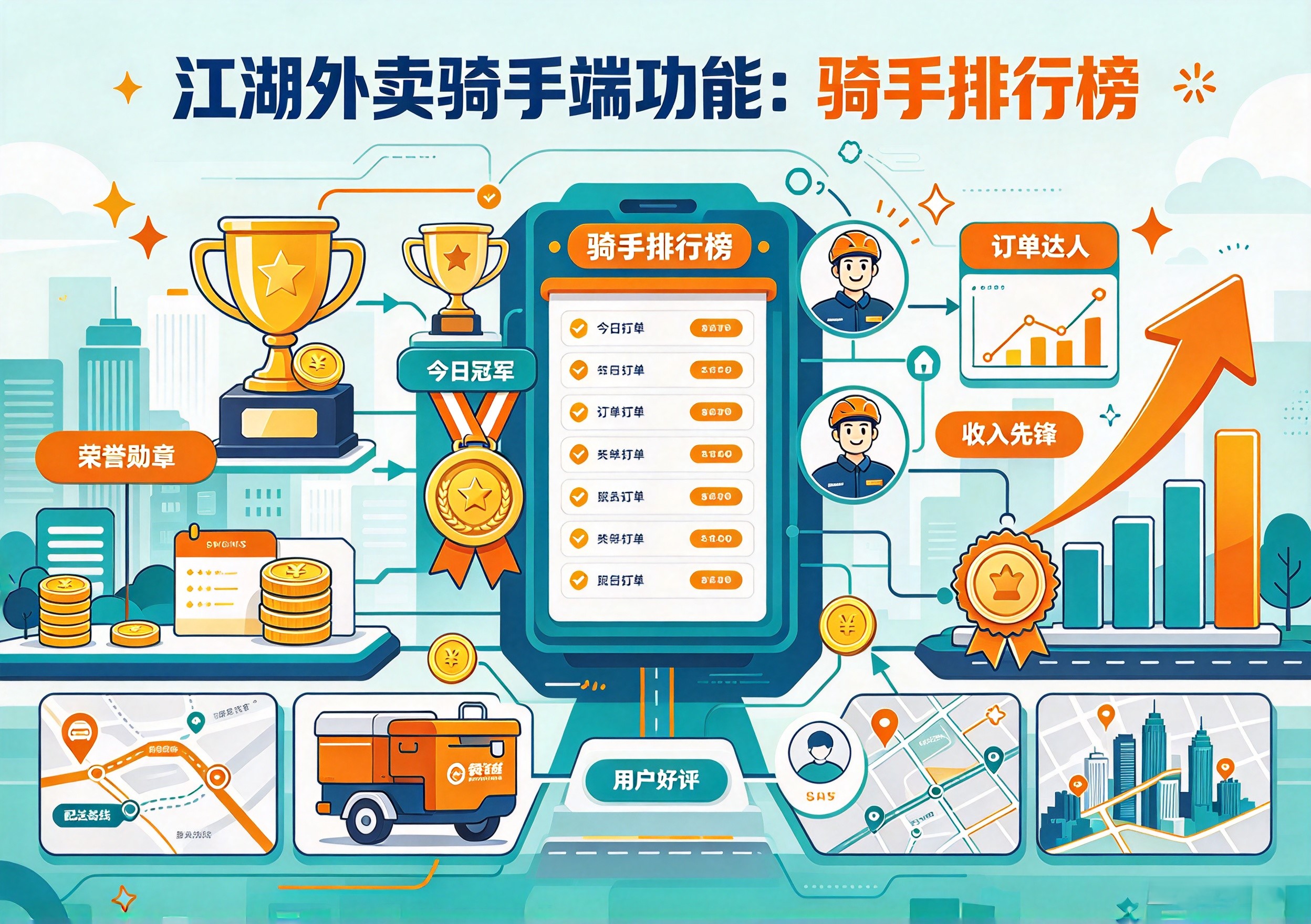 江湖外卖系统骑手排行榜