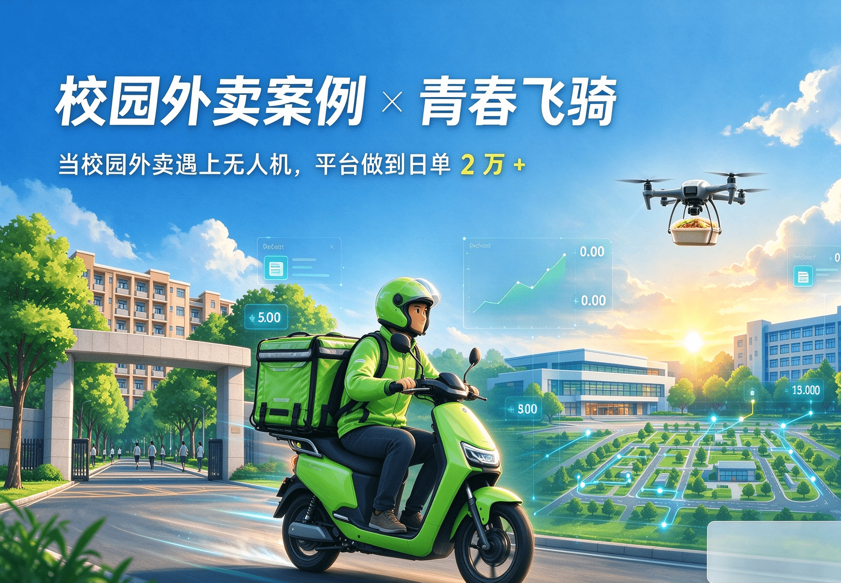 校园外卖平台案例 | 青春飞骑：当校园外卖遇上无人机，日单 2 万+ 是怎么飞出来的？