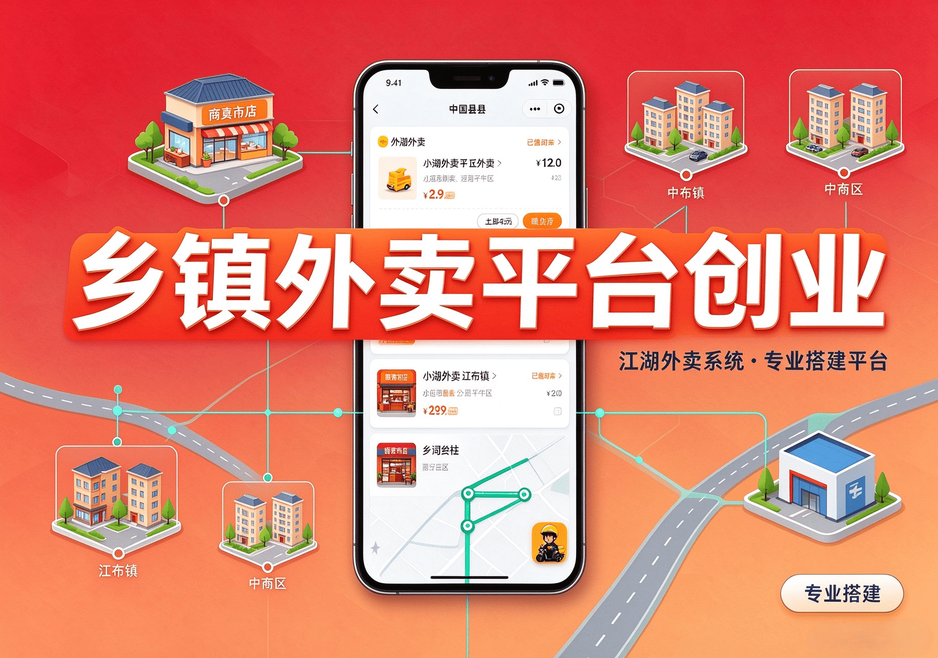 没有技术团队,返乡创业怎么快速搭建小镇外卖平台?